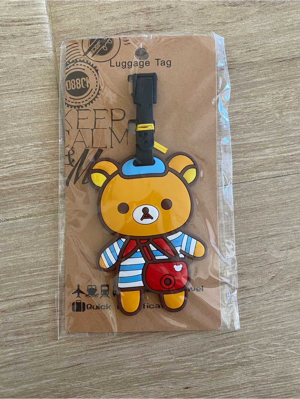 New Rilakkuma Style Bear Luggage Tag Kawaii Anime Travel Bag ID Tag Y2K Cute